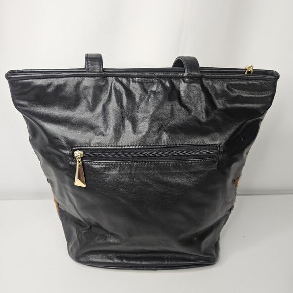 Vtg Genuine Leather Cowhide Animal Print Hair-on Tote Handbag Purse - Picture 4 of 10